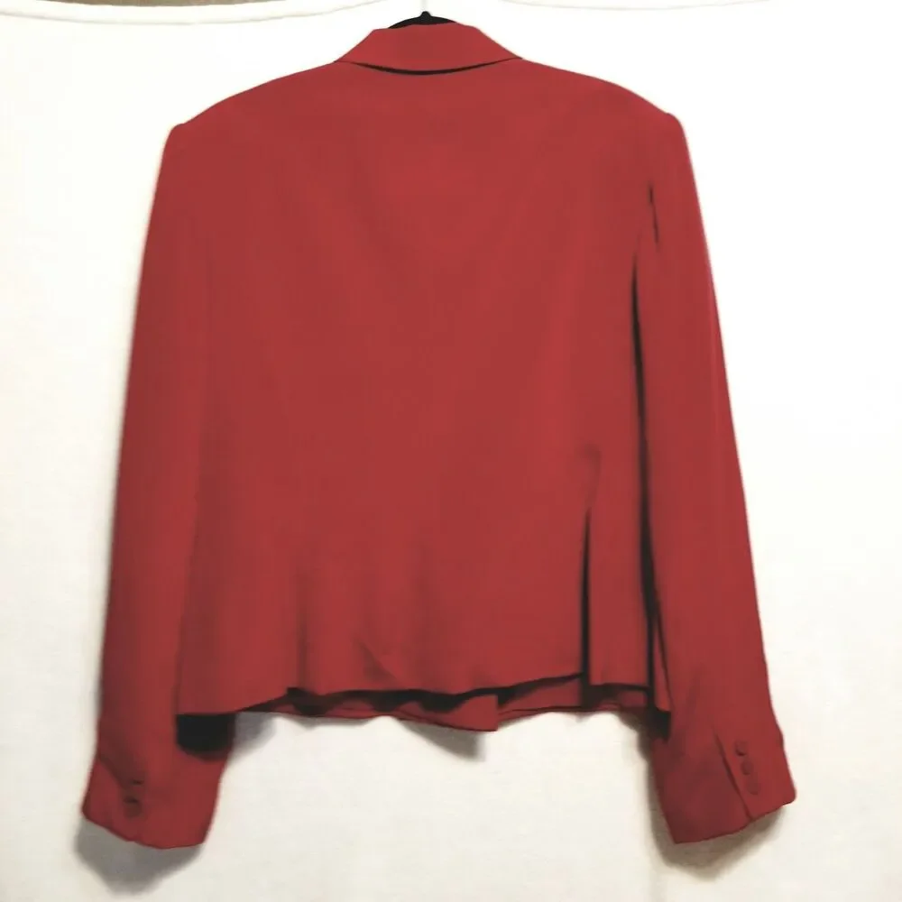 Danielle Martin 16 Blazer Red Silk Double Breasted Vintage Career Office Classic